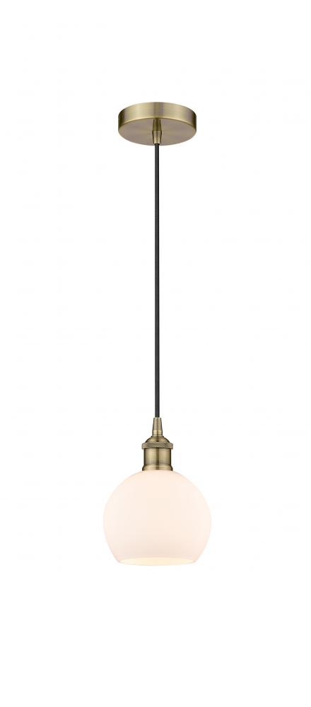 Athens - 1 Light - 6 inch - Antique Brass - Cord hung - Mini Pendant