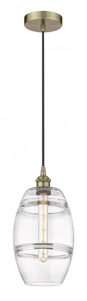 Vaz - 1 Light - 8 inch - Antique Brass - Cord hung - Mini Pendant