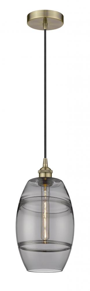 Vaz - 1 Light - 8 inch - Antique Brass - Cord hung - Mini Pendant