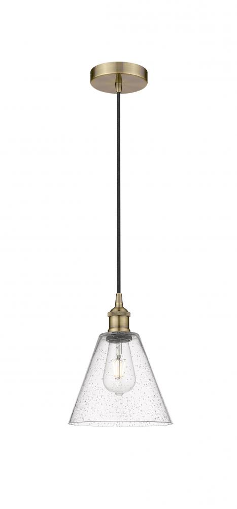 Berkshire - 1 Light - 8 inch - Antique Brass - Cord hung - Mini Pendant