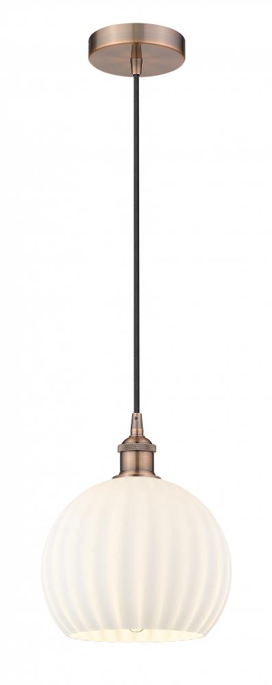 White Venetian - 1 Light - 10 inch - Antique Copper - Cord Hung - Mini Pendant