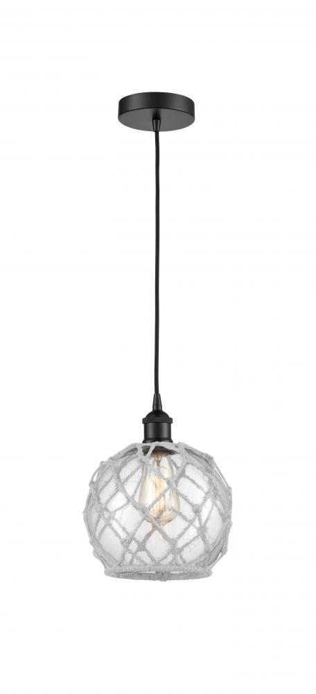 Farmhouse Rope - 1 Light - 8 inch - Matte Black - Cord hung - Mini Pendant