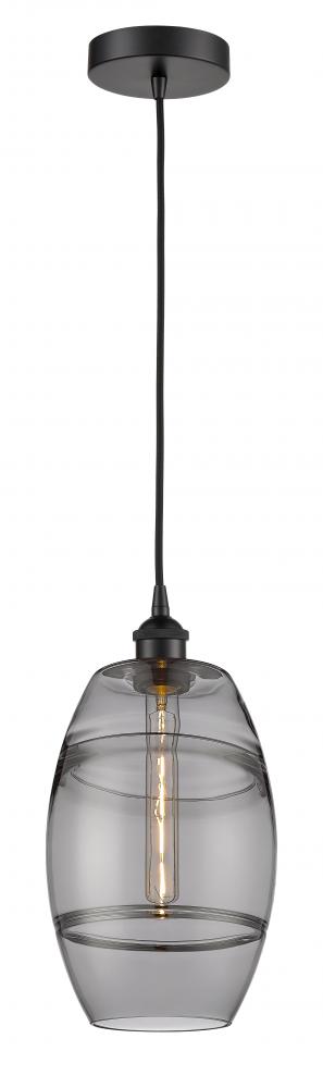 Vaz - 1 Light - 8 inch - Matte Black - Cord hung - Mini Pendant