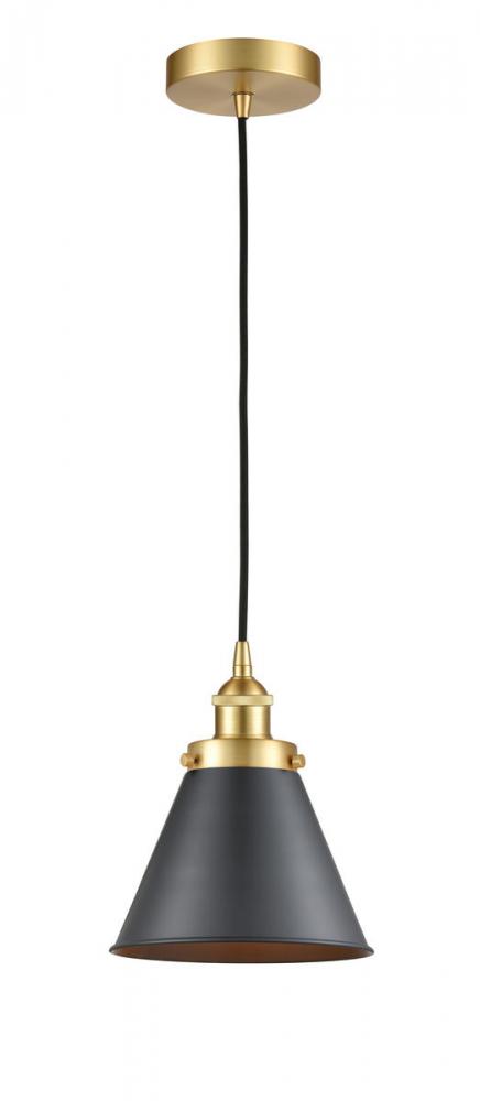 Appalachian - 1 Light - 8 inch - Satin Gold - Cord hung - Mini Pendant