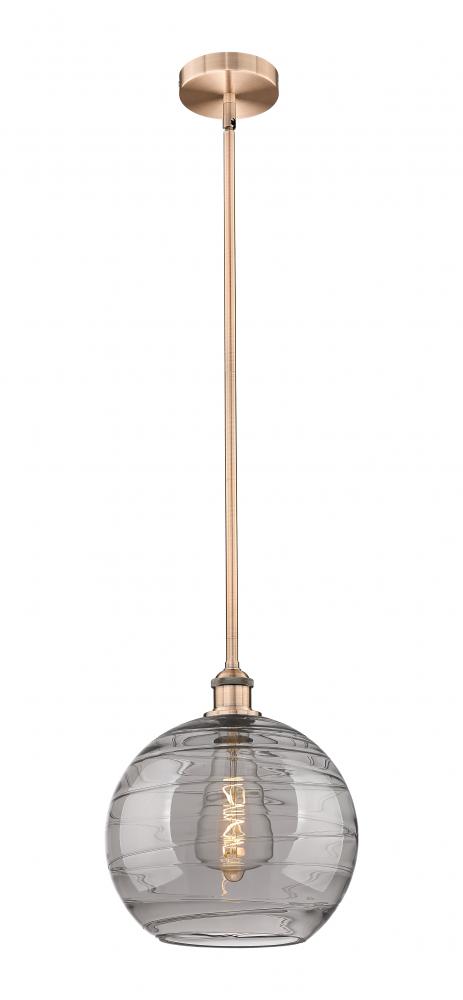 Athens Deco Swirl - 1 Light - 12 inch - Antique Copper - Cord hung - Mini Pendant