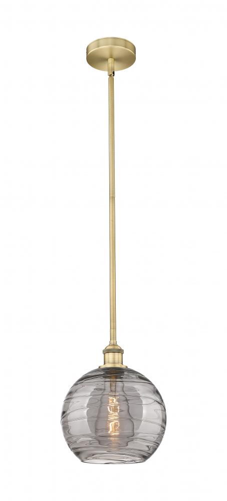 Athens Deco Swirl - 1 Light - 10 inch - Brushed Brass - Cord hung - Mini Pendant