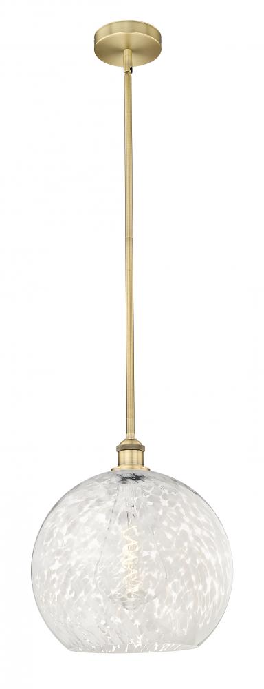 White Mouchette - 1 Light - 14 inch - Brushed Brass - Stem Hung - Pendant