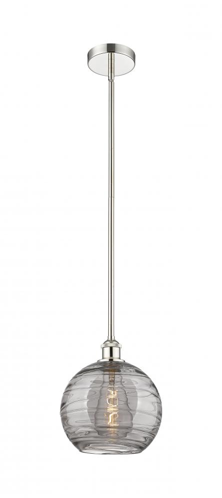 Athens Deco Swirl - 1 Light - 10 inch - Polished Nickel - Cord hung - Mini Pendant