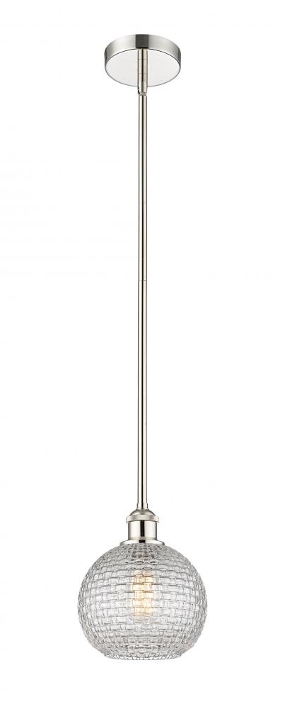 Athens - 1 Light - 8 inch - Polished Nickel - Cord hung - Mini Pendant