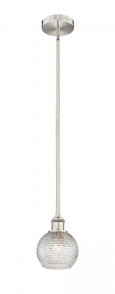 Athens - 1 Light - 6 inch - Brushed Satin Nickel - Cord hung - Mini Pendant