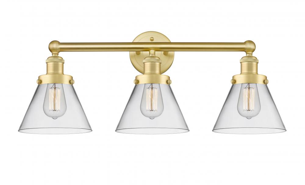 Cone - 3 Light - 26 inch - Satin Gold - Bath Vanity Light