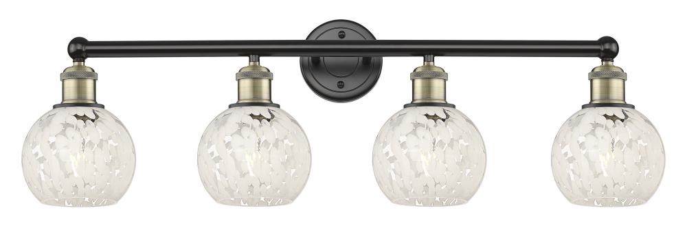 White Mouchette - 4 Light - 33 inch - Black Antique Brass - Bath Vanity Light