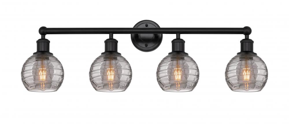 Athens Deco Swirl - 4 Light - 33 inch - Matte Black - Bath Vanity Light