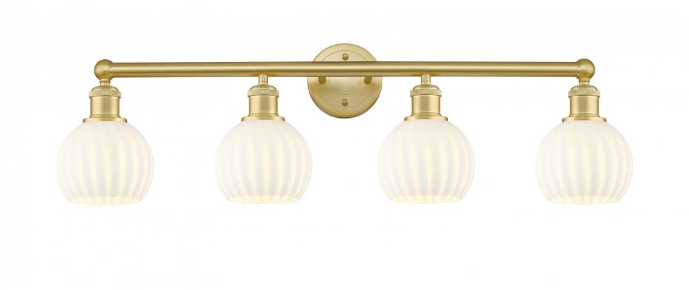 White Venetian - 4 Light - 33 inch - Satin Gold - Bath Vanity Light