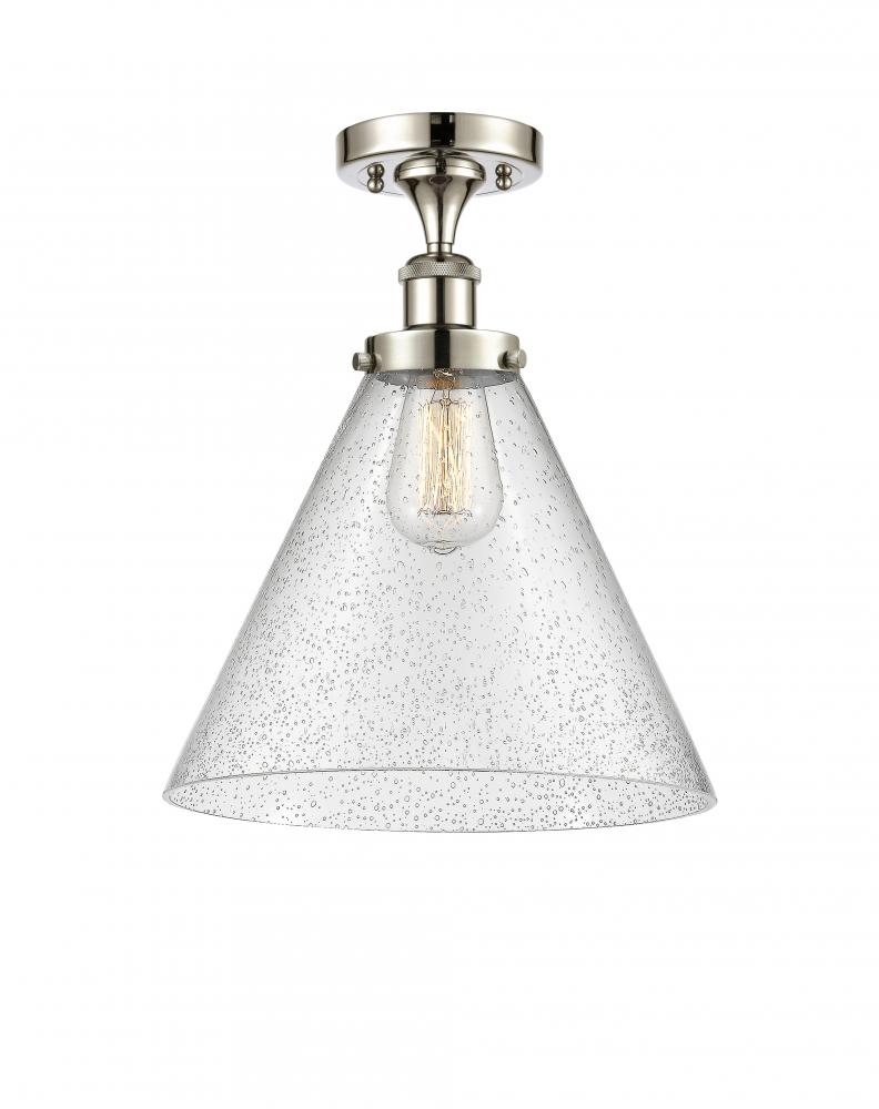 Cone - 1 Light - 12 inch - Polished Nickel - Semi-Flush Mount