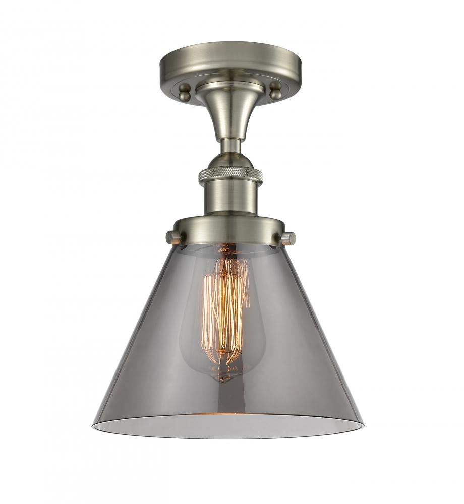 Cone - 1 Light - 8 inch - Brushed Satin Nickel - Semi-Flush Mount