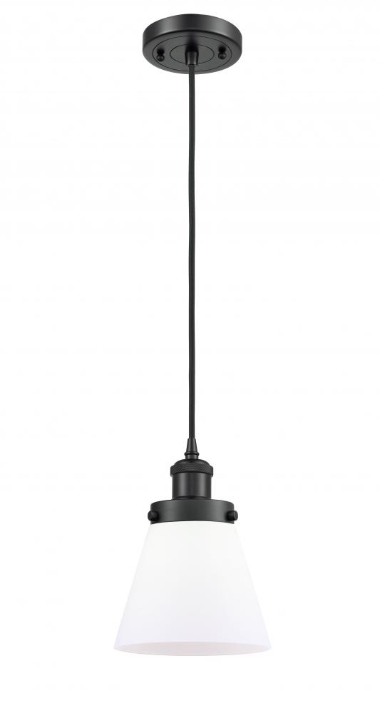 Cone - 1 Light - 6 inch - Matte Black - Cord hung - Mini Pendant