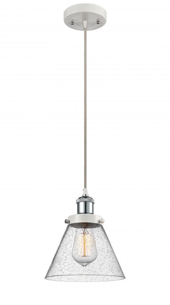 Cone - 1 Light - 8 inch - White Polished Chrome - Cord hung - Mini Pendant