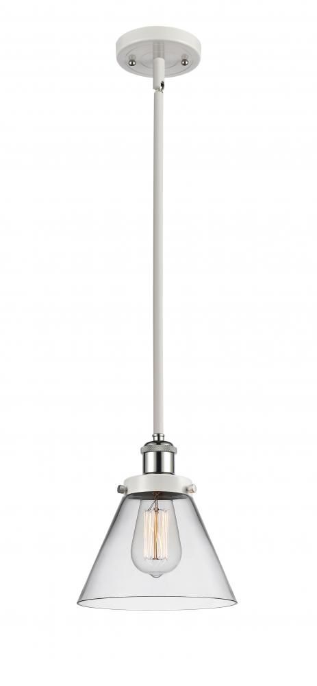 Cone - 1 Light - 8 inch - White Polished Chrome - Mini Pendant