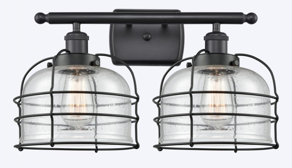 Bell Cage - 2 Light - 16 inch - Matte Black - Bath Vanity Light