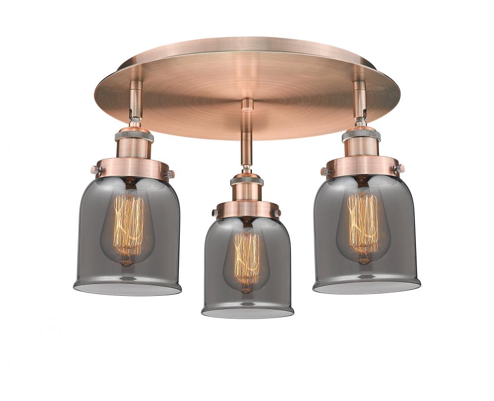 Cone - 3 Light - 17 inch - Antique Copper - Flush Mount