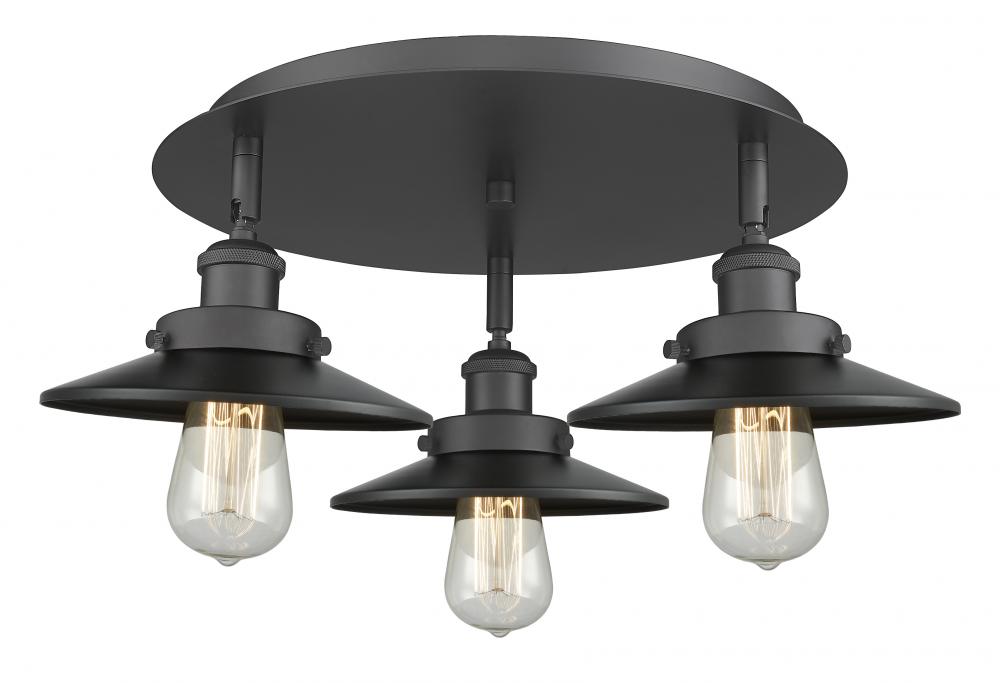 Edison - 3 Light - 20 inch - Matte Black - Flush Mount