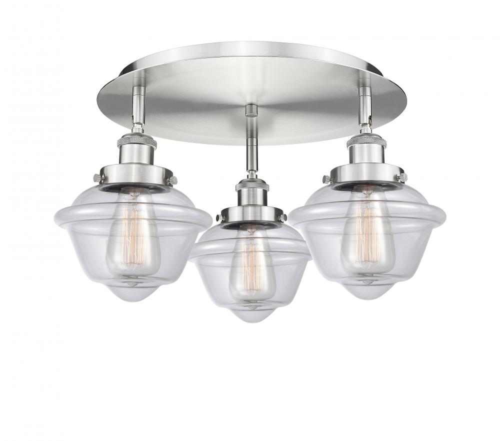 Oxford - 3 Light - 19 inch - Satin Nickel - Flush Mount