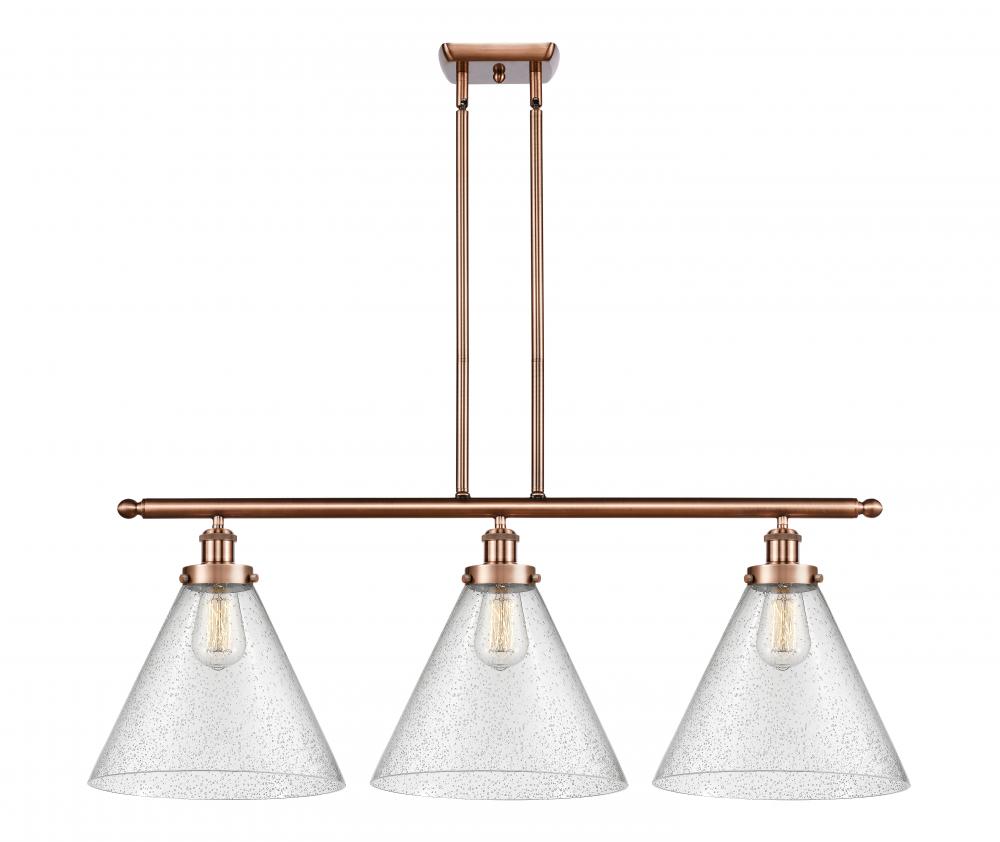 Cone - 3 Light - 36 inch - Antique Copper - Stem Hung - Island Light