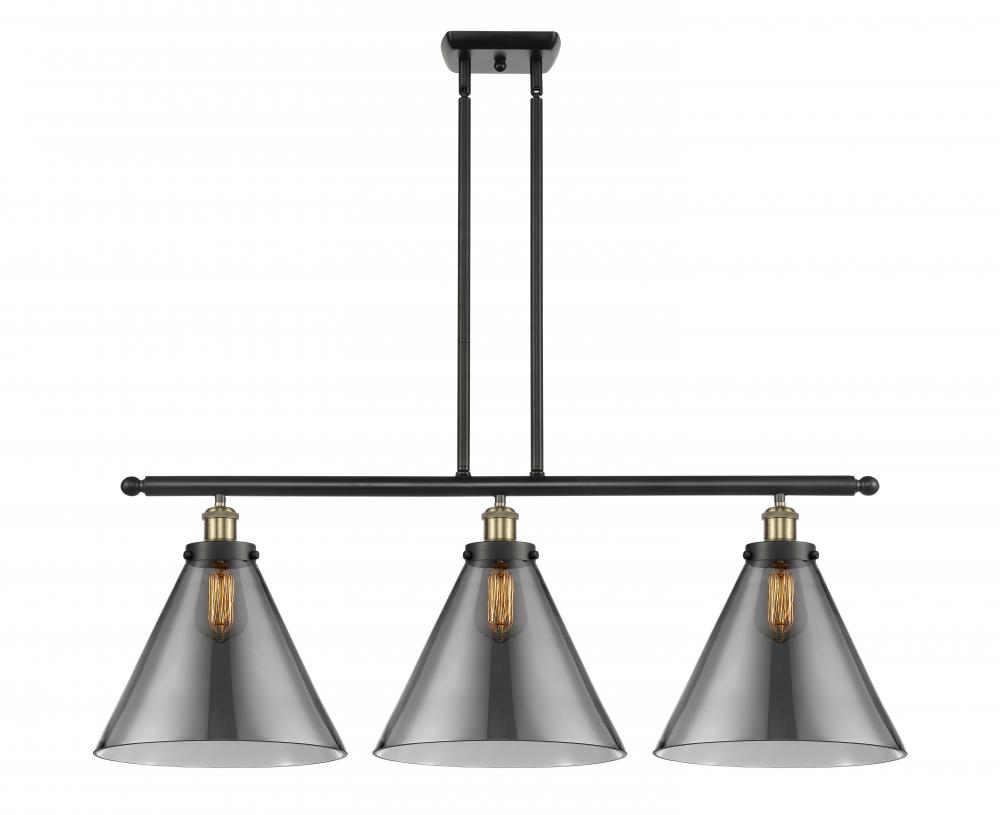 Cone - 3 Light - 36 inch - Black Antique Brass - Stem Hung - Island Light