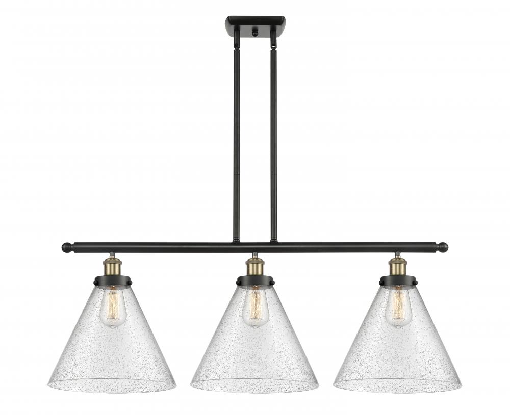 Cone - 3 Light - 36 inch - Black Antique Brass - Stem Hung - Island Light