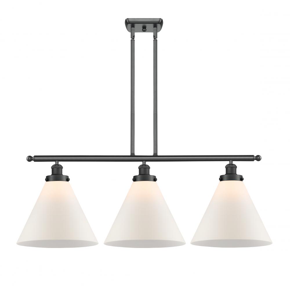 Cone - 3 Light - 36 inch - Matte Black - Stem Hung - Island Light