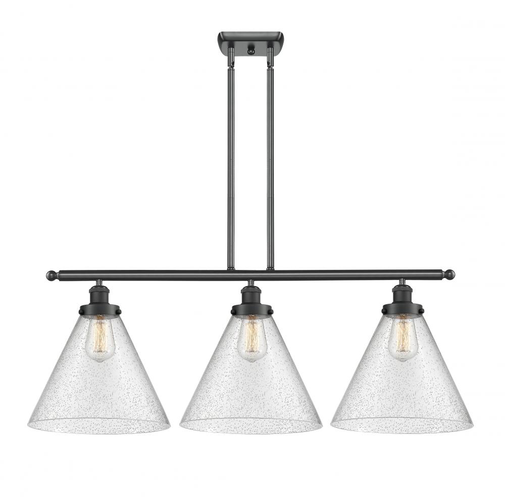 Cone - 3 Light - 36 inch - Matte Black - Stem Hung - Island Light