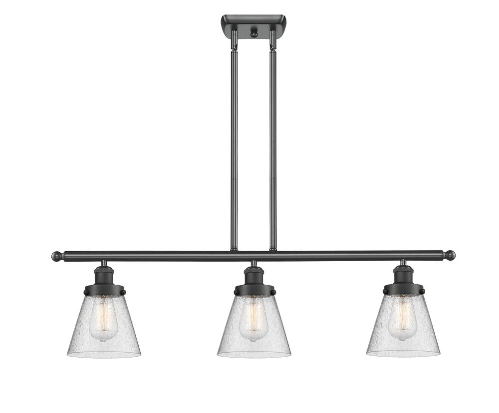 Cone - 3 Light - 36 inch - Matte Black - Stem Hung - Island Light