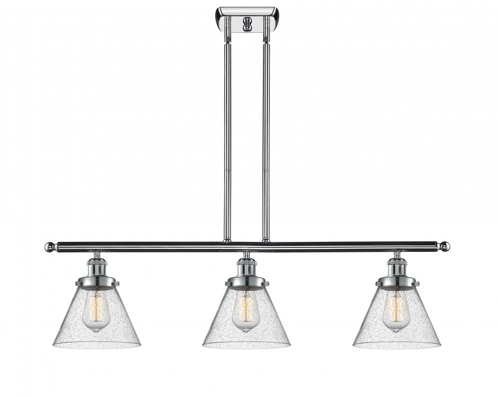 Cone - 3 Light - 36 inch - Polished Chrome - Stem Hung - Island Light