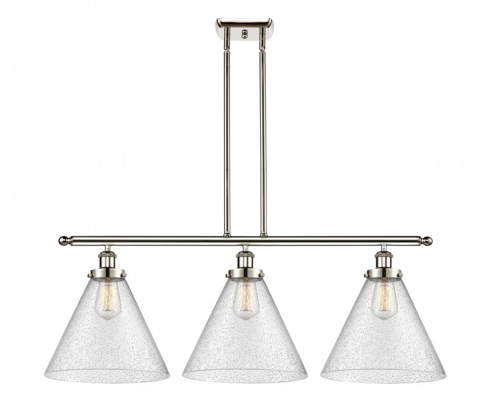 Cone - 3 Light - 36 inch - Polished Nickel - Stem Hung - Island Light