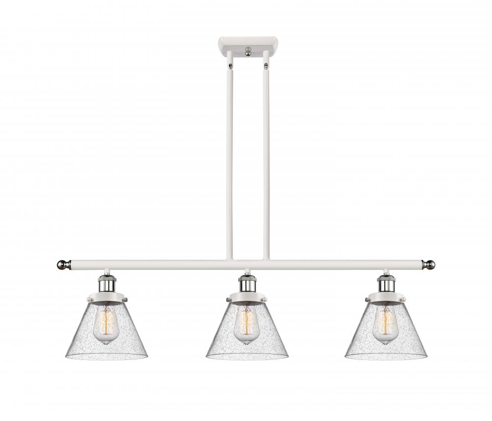 Cone - 3 Light - 36 inch - White Polished Chrome - Stem Hung - Island Light