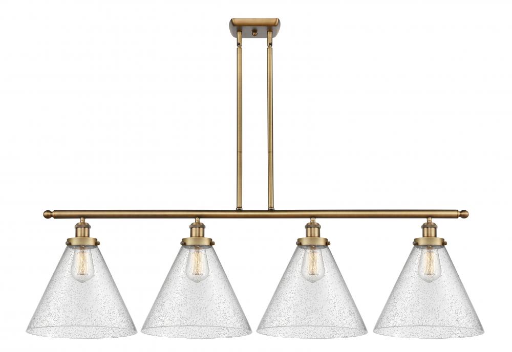 Cone - 4 Light - 48 inch - Brushed Brass - Stem Hung - Island Light