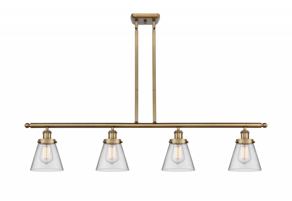 Cone - 4 Light - 48 inch - Brushed Brass - Stem Hung - Island Light