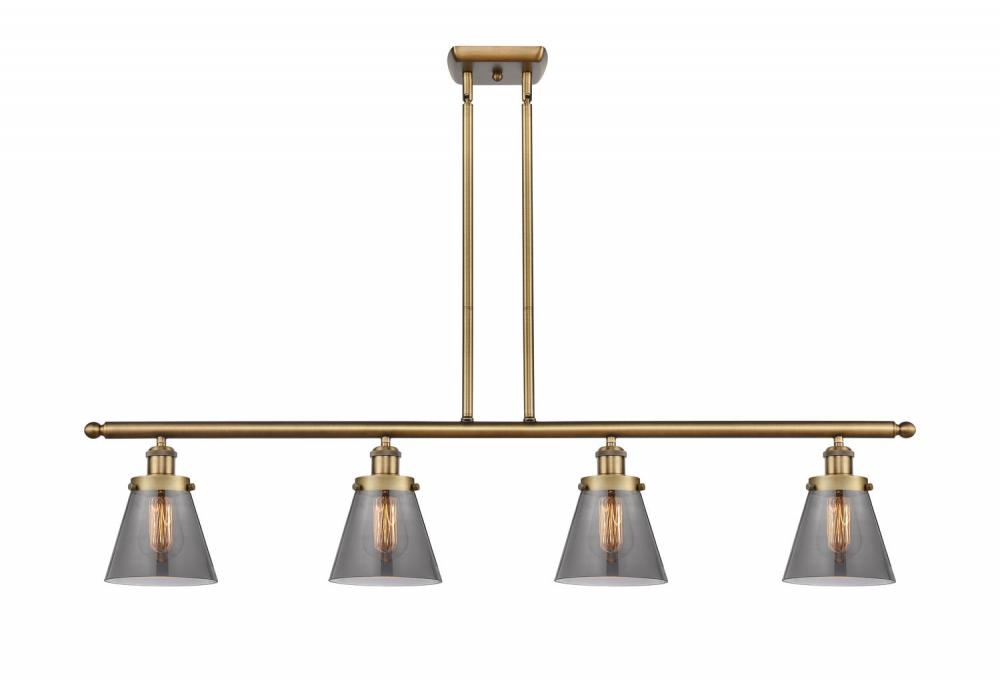 Cone - 4 Light - 48 inch - Brushed Brass - Stem Hung - Island Light