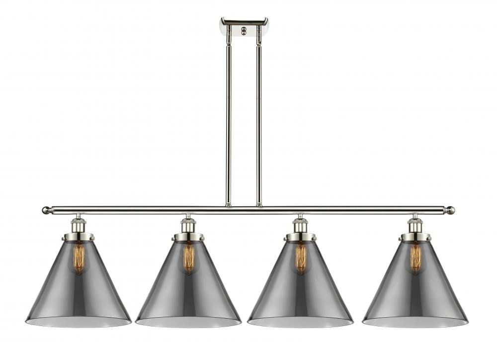 Cone - 4 Light - 48 inch - Polished Nickel - Stem Hung - Island Light