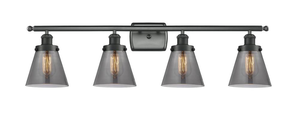 Cone - 4 Light - 36 inch - Matte Black - Bath Vanity Light