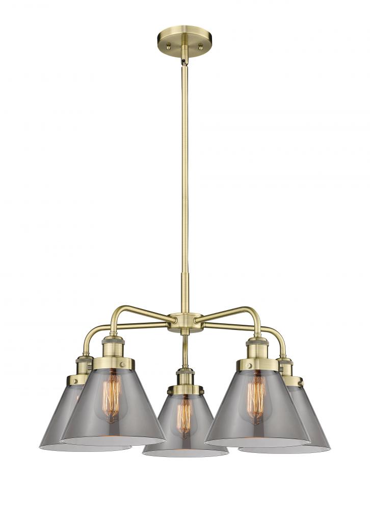 Cone - 5 Light - 26 inch - Antique Brass - Chandelier