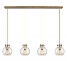 Innovations Lighting 124-410-1PS-BB-G410-8SDY - Newton Sphere - 4 Light - 52 inch - Brushed Brass - Cord hung - Linear Pendant