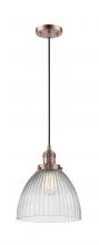 Innovations Lighting 201C-AC-G222 - Seneca Falls - 1 Light - 10 inch - Antique Copper - Cord hung - Mini Pendant