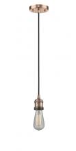  201C-AC-LED - Bare Bulb - 1 Light - 3 inch - Antique Copper - Cord hung - Mini Pendant