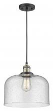 Innovations Lighting 201C-BAB-G74-L - Bell - 1 Light - 12 inch - Black Antique Brass - Cord hung - Mini Pendant