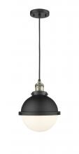 Innovations Lighting 201C-BAB-HFS-81-BK-LED - Hampden - 1 Light - 9 inch - Black Antique Brass - Cord hung - Mini Pendant