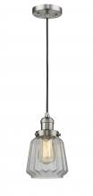 Innovations Lighting 201C-SN-G142-LED - Chatham - 1 Light - 7 inch - Brushed Satin Nickel - Cord hung - Mini Pendant