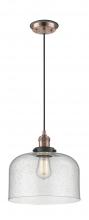 Innovations Lighting 201CBP-ACBK-G74-L - Bell - 1 Light - 12 inch - Antique Copper - Cord hung - Mini Pendant