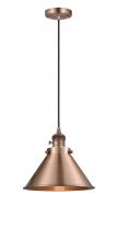 Innovations Lighting 201CSW-AC-M10-AC - Briarcliff - 1 Light - 10 inch - Antique Copper - Cord hung - Mini Pendant